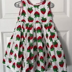 Rachel Riley Red and Green Strawberry Print Dress